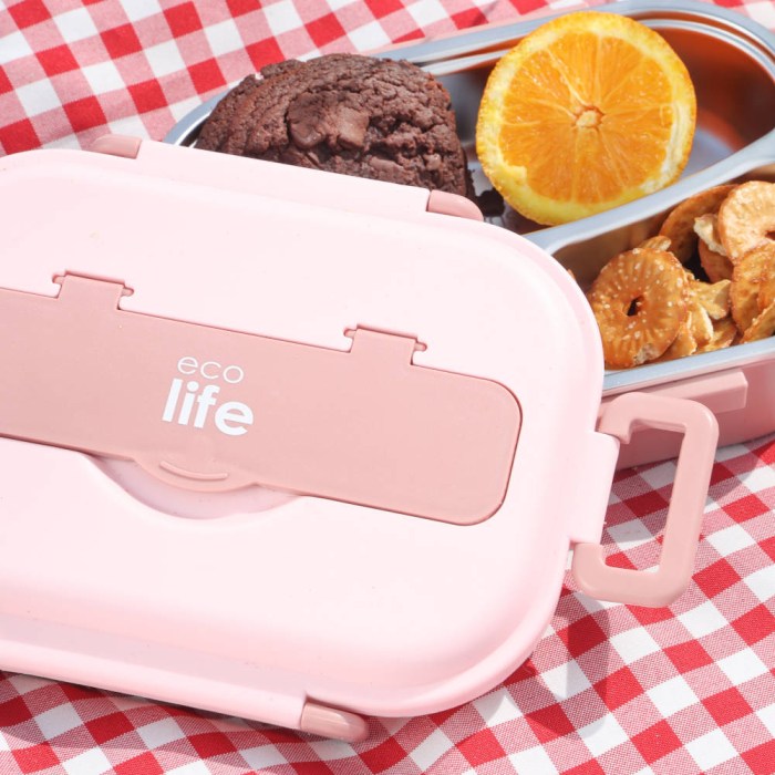 Ανοξείδωτο φαγητοδοχείο με πηρούνι και κουτάλι